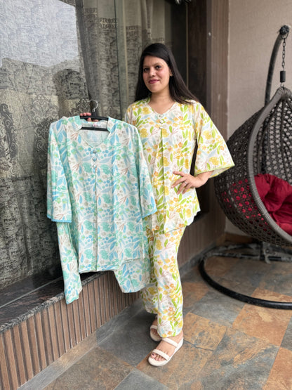 Indipehnawa Solid Printed Floral Pattern Tropic Thunder Co-ord Set (Cord 014)