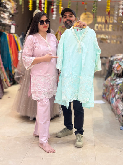 SCHIFFLI THREAD WORK INDIAN CORD SET