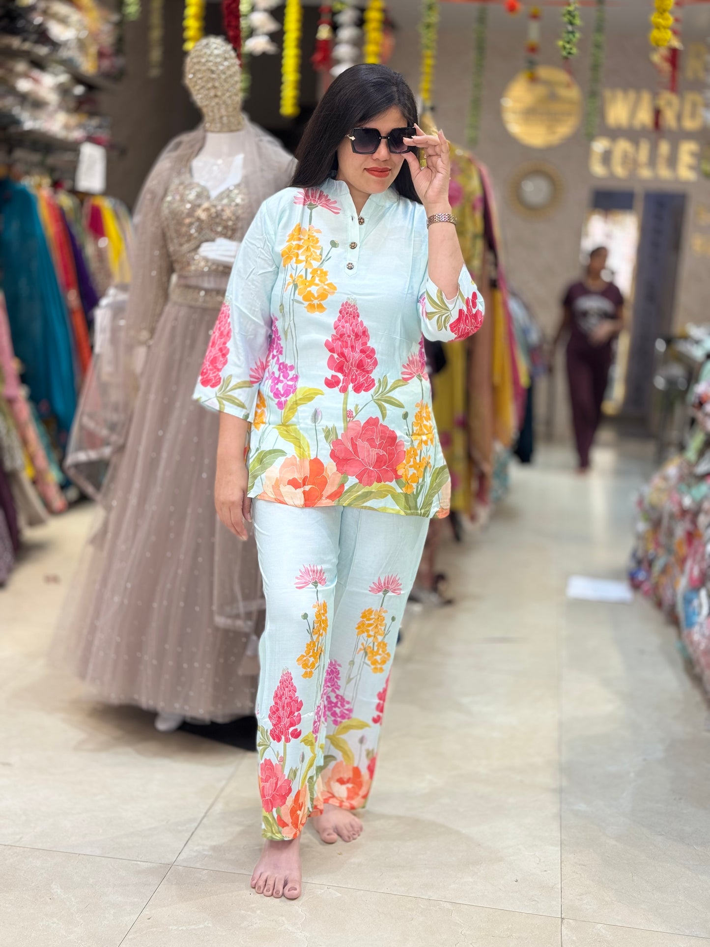 ICE BLUE FLOWER CO-ORD SET