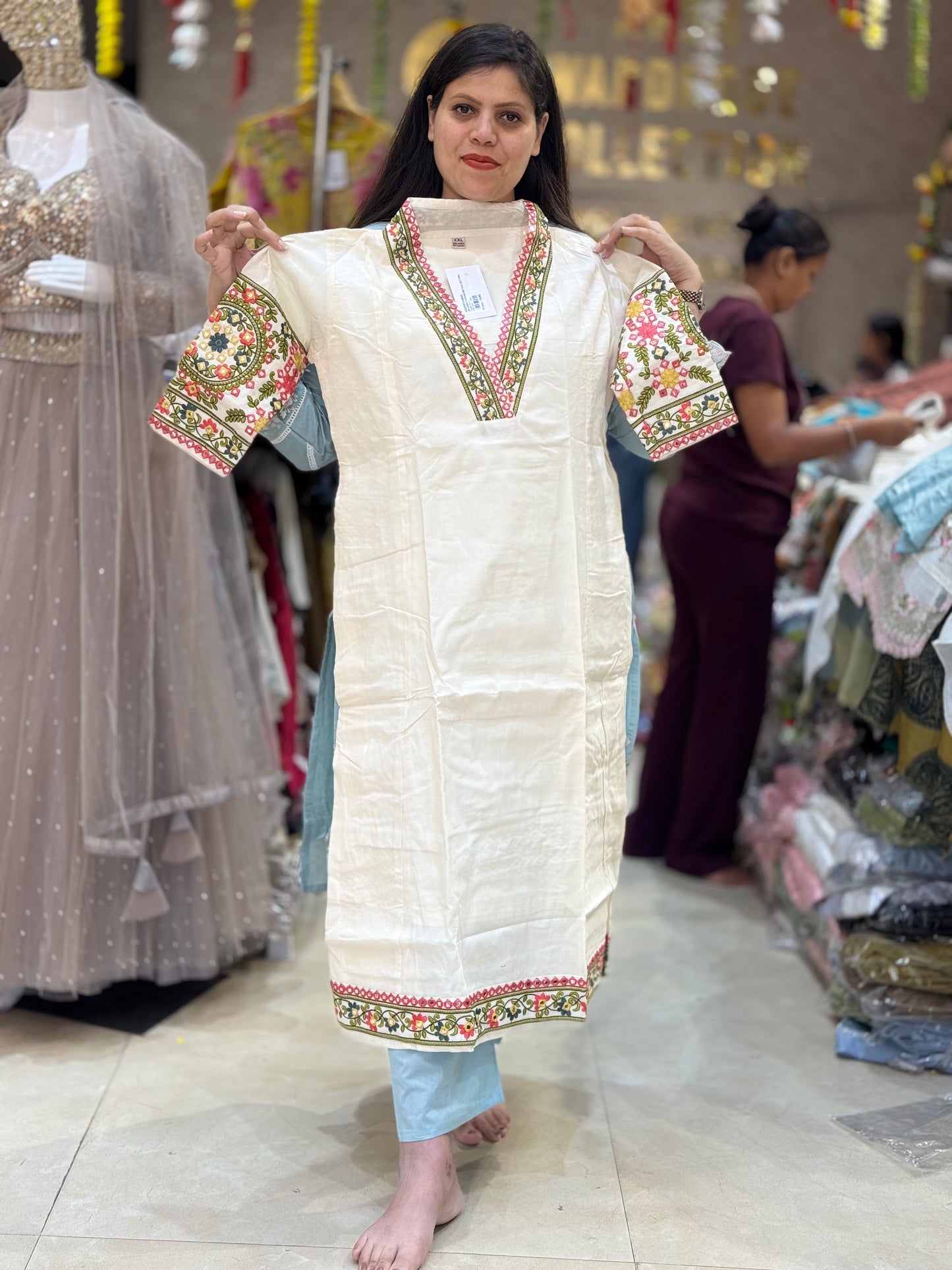 Royal Mirror Work & Thread Embroidered Suit