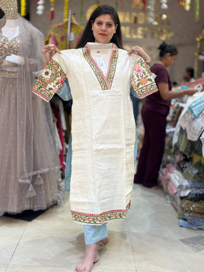 Royal Mirror Work & Thread Embroidered Suit