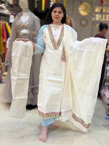 Royal Mirror Work & Thread Embroidered Suit