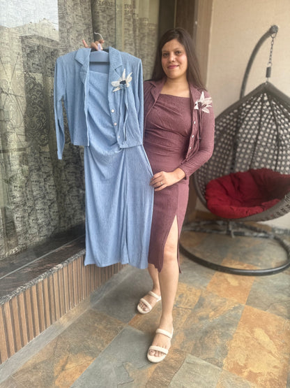 Elegant Bodycon Drees With 3D Flower Jacket