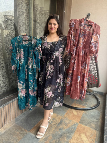 2 Peice Floral Printed Dress