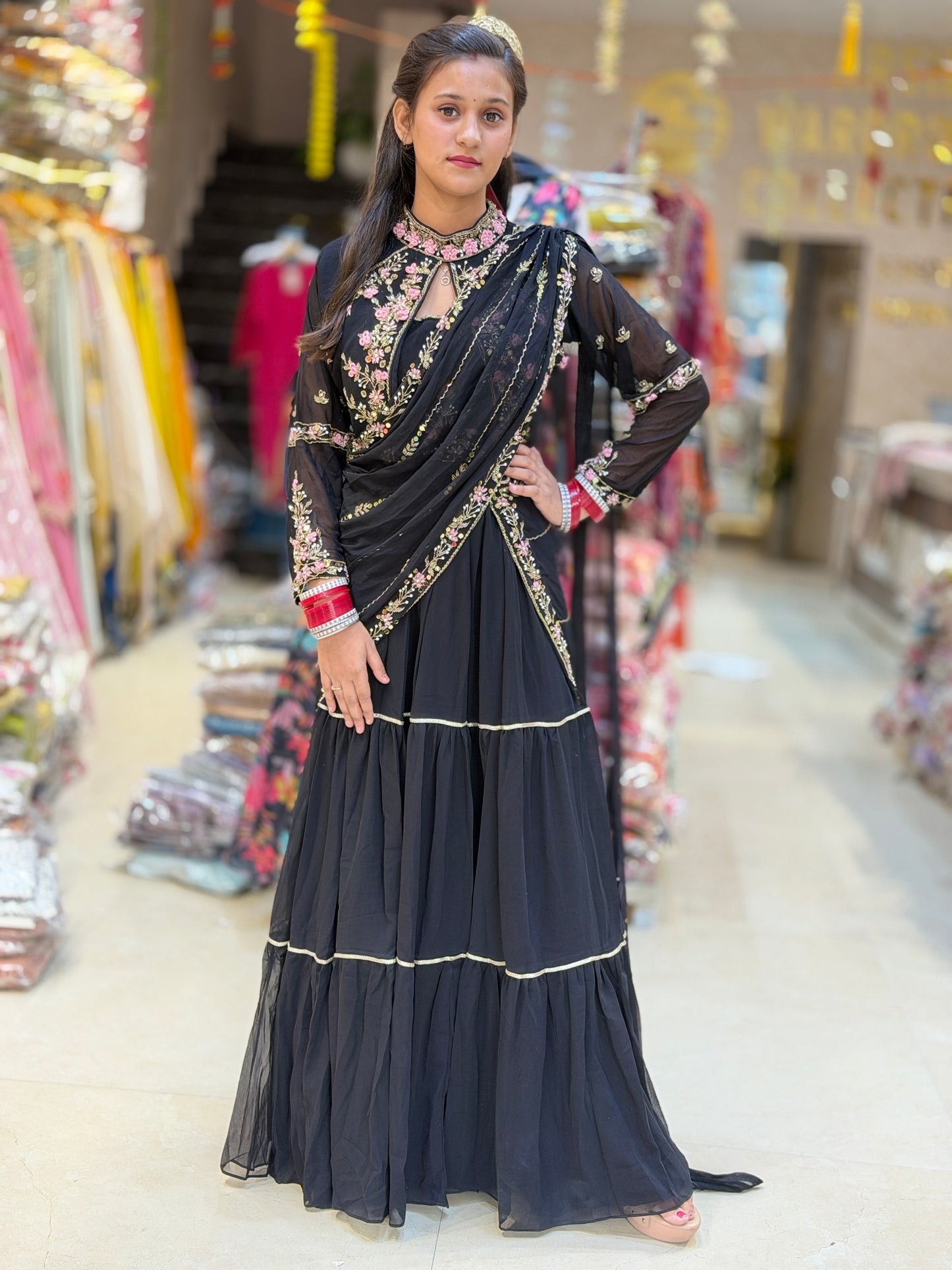 PURE GEORGET BEAUTIFUL LEHNGA SAREE