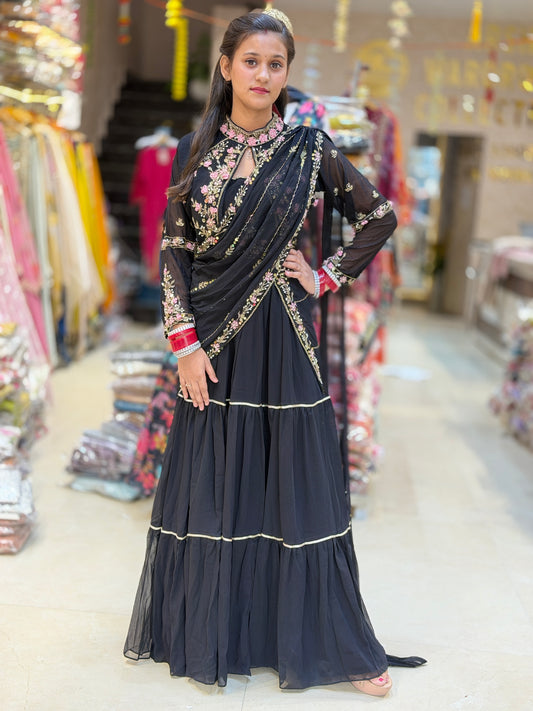 PURE GEORGET BEAUTIFUL LEHNGA SAREE