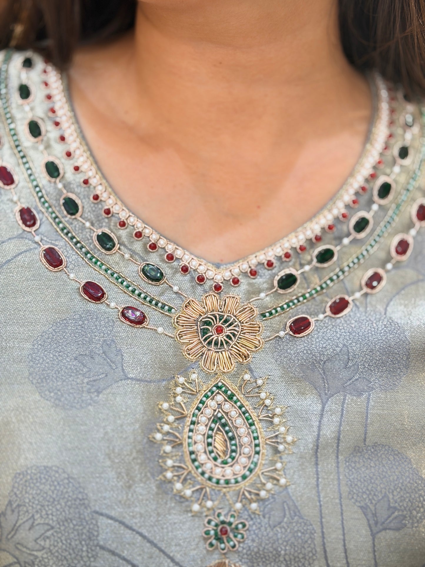 STEEL GREY KANCHIVERM BANARASI SUIT