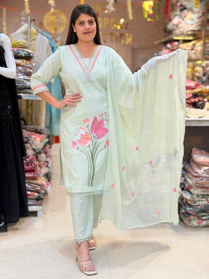 PURE COTTON NECK DESIGN BEAUTIFUL SUIT