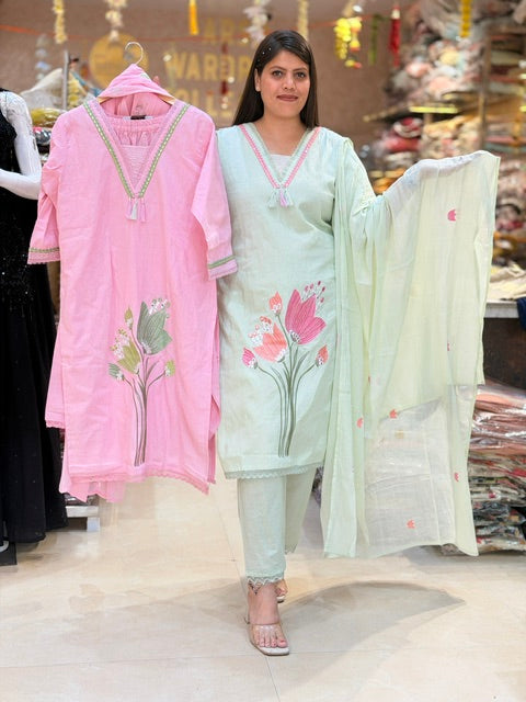 PURE COTTON NECK DESIGN BEAUTIFUL SUIT