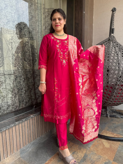 Banarsi Silk Dupatta Suit (Style 1106)