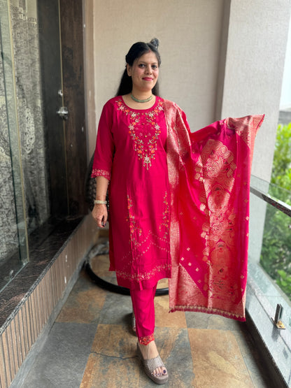 Banarsi Silk Dupatta Suit (Style 1106)