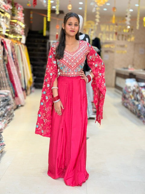 DESIGNER LONG SLEEVES 2 PC SET WITH LACHA SKIRT