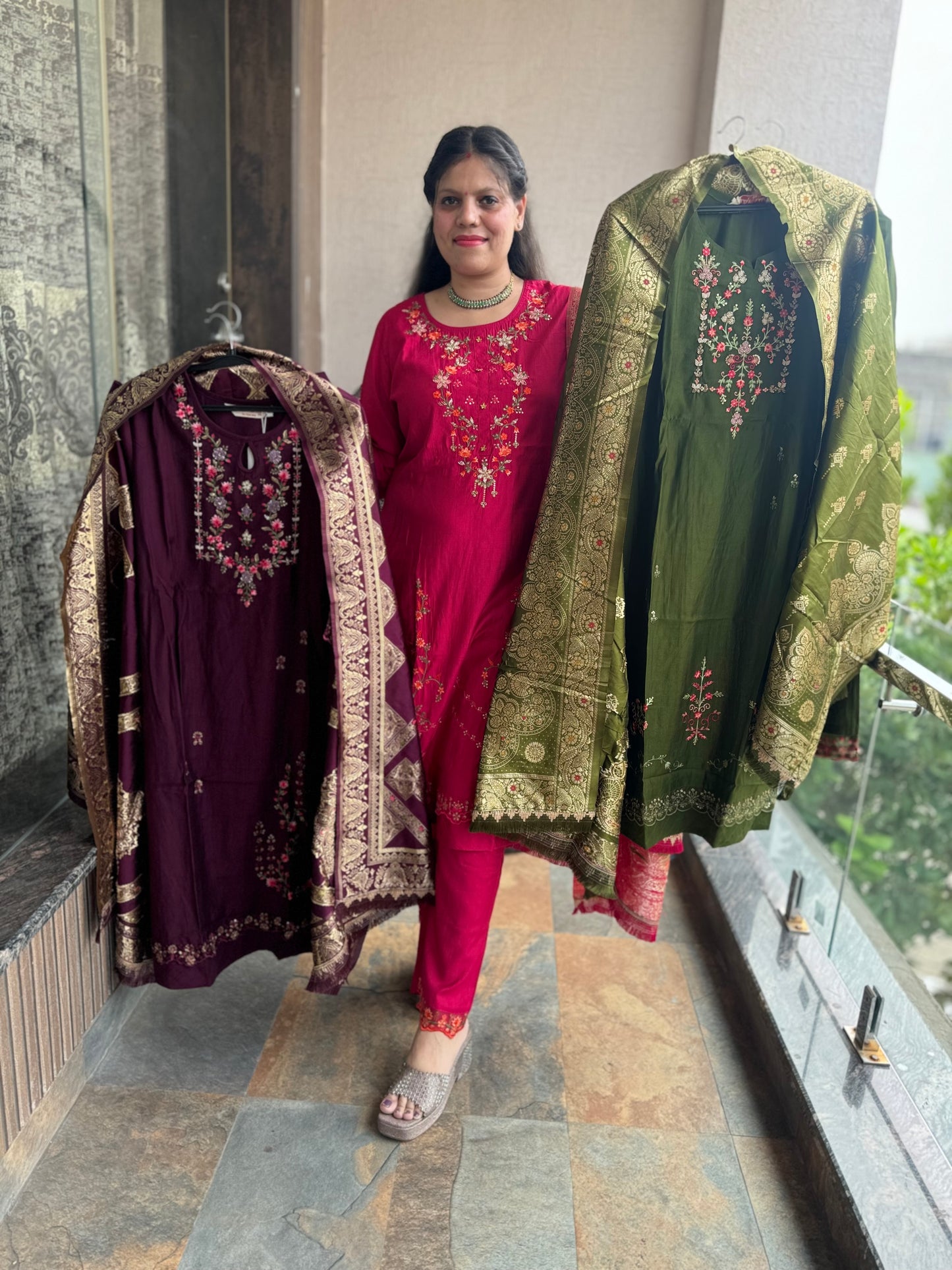 Banarsi Silk Dupatta Suit (Style 1106)