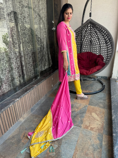 Elegant Party Wear 3 Piece Chinon Suit (Style No 1111)