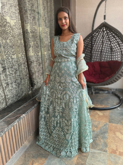 Green Mirror Lehnga (Style No 1008)