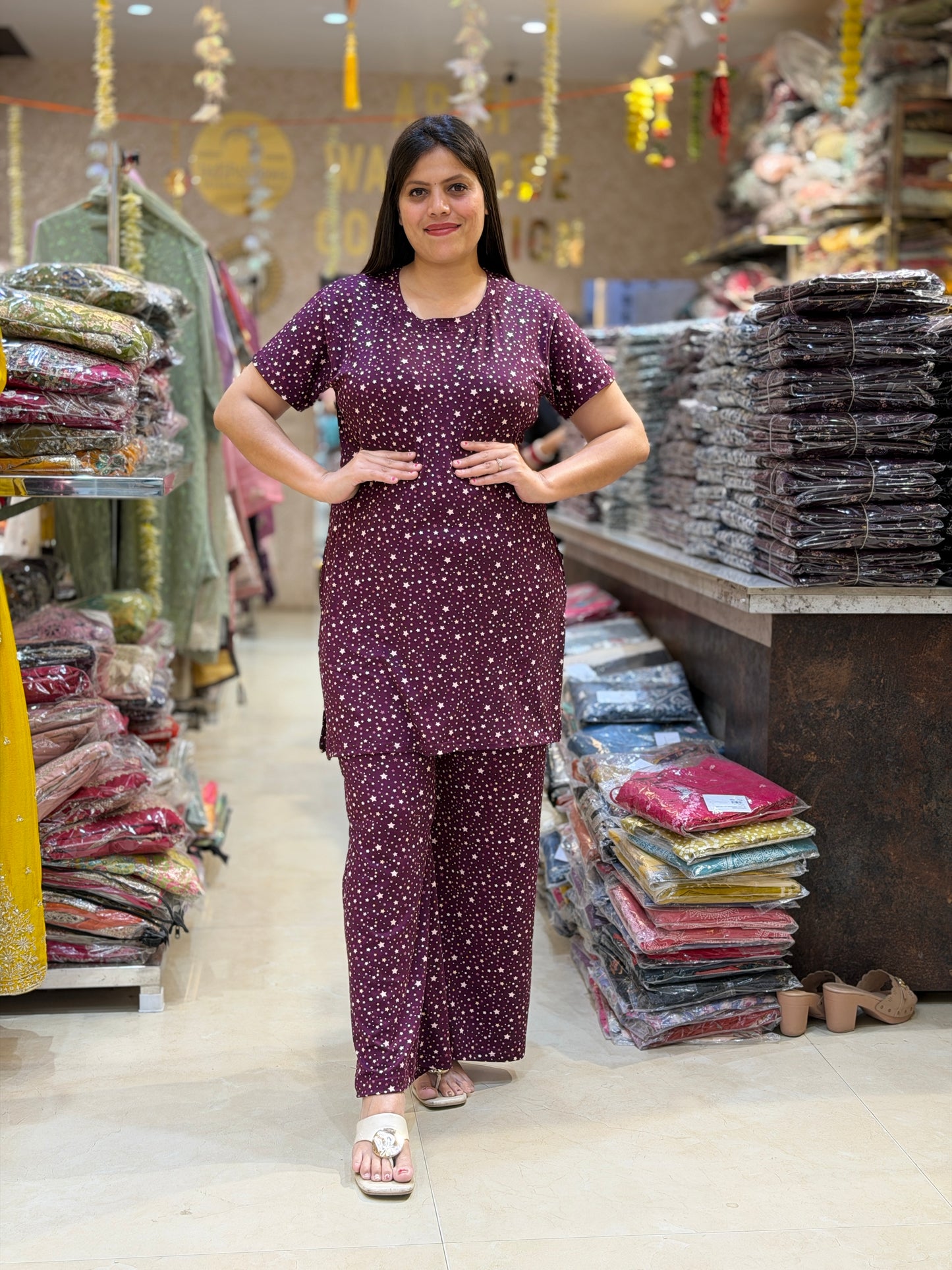 INDIPEHNAWA PREMIUM NIGHT SUITS WITH LOOSE PLAZO
