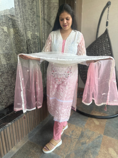 Dual Color Organza Full Work Lakhnavi Suit (Style No 1124)