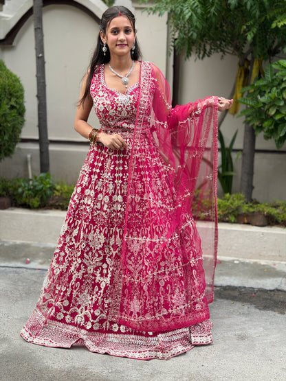 WEDDING WEAR TILLA AND SIPPI WORK FULL FLAIR LEHENGA