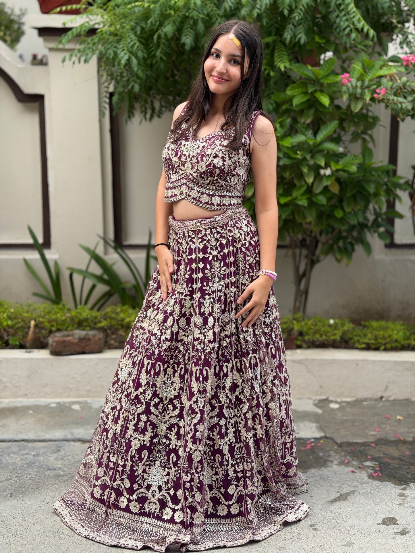WEDDING WEAR TILLA AND SIPPI WORK FULL FLAIR LEHENGA