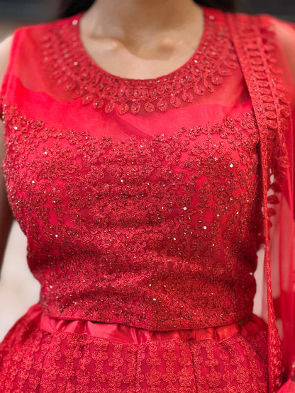 RED WEDDING WEAR LEHENGA