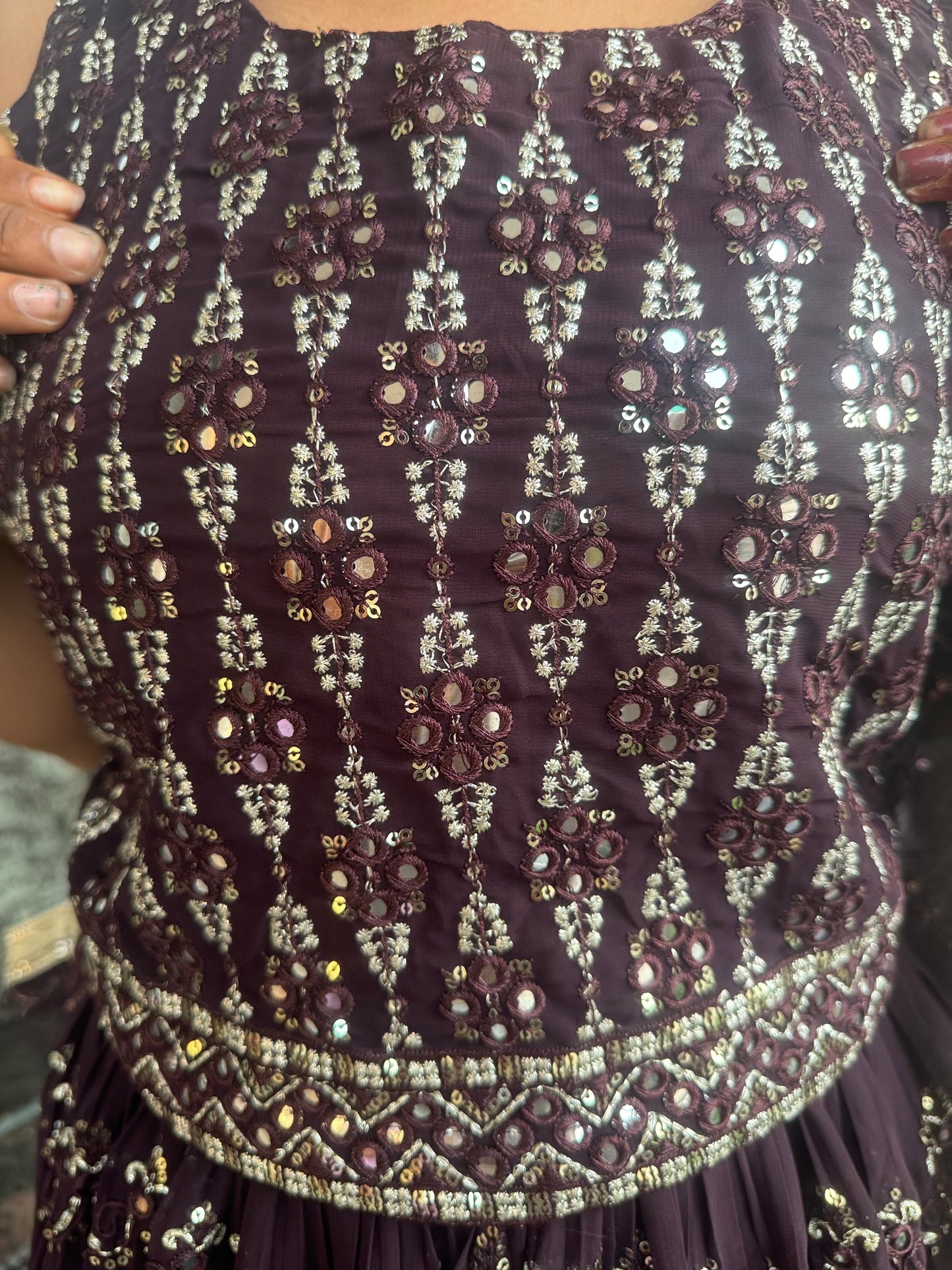 HEAVY WINE GEORGETTE LEHNGA