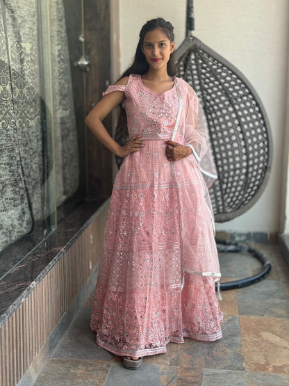 BABY PINK MIRROR LEHENGA