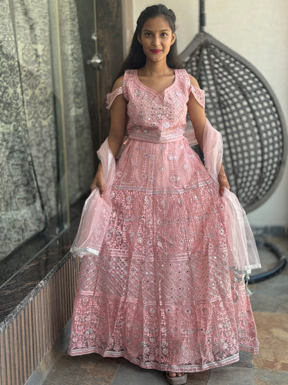 BABY PINK MIRROR LEHENGA
