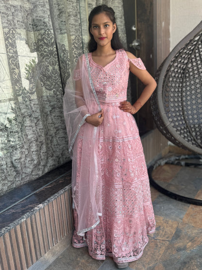 BABY PINK MIRROR LEHENGA