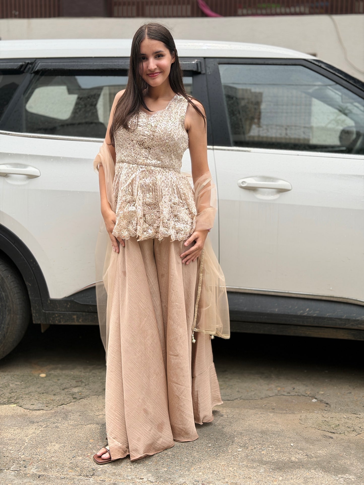 IVORY PEARL WORK PARTY WEAR DRESS