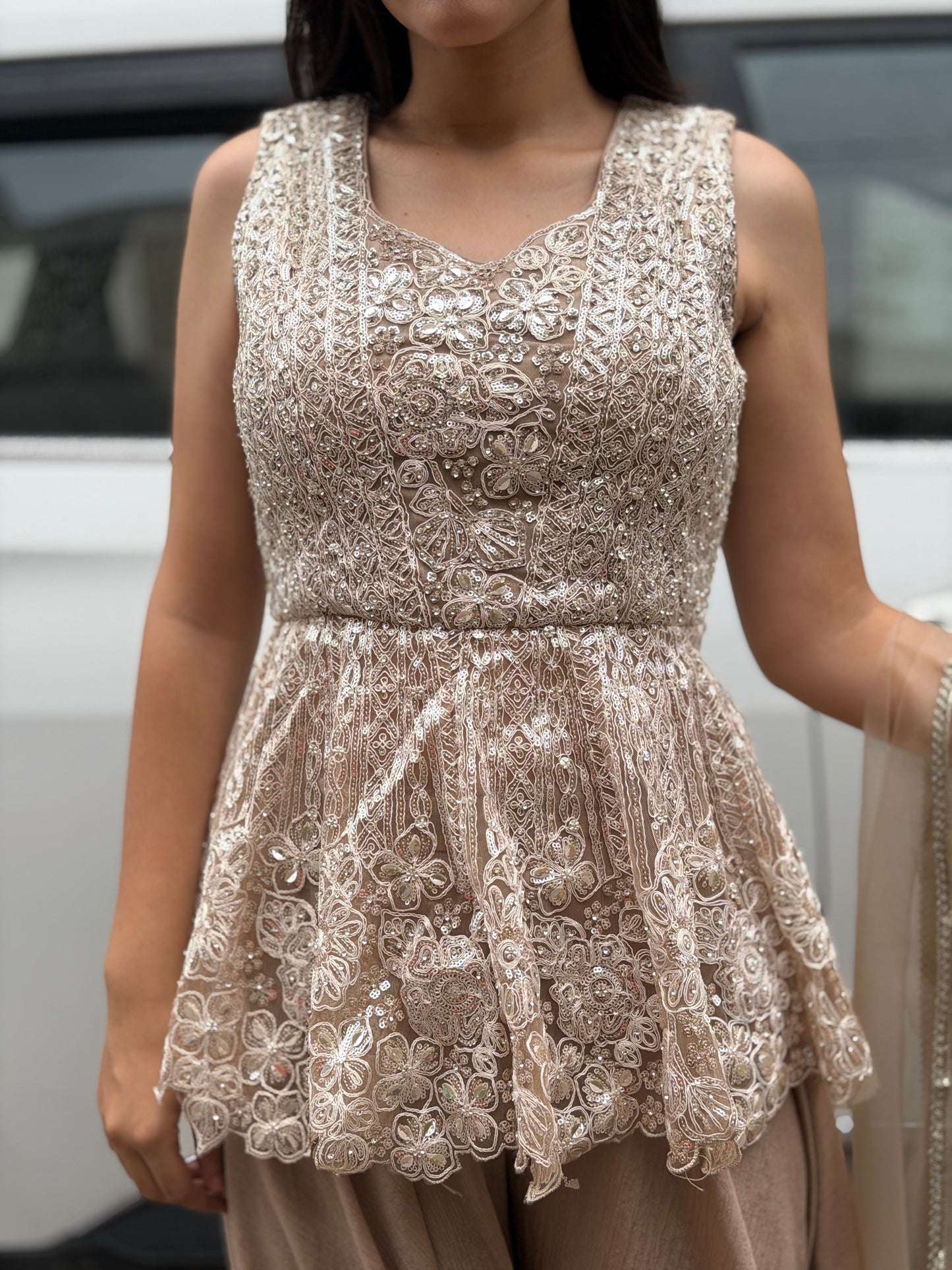 IVORY PEARL WORK PARTY WEAR DRESS