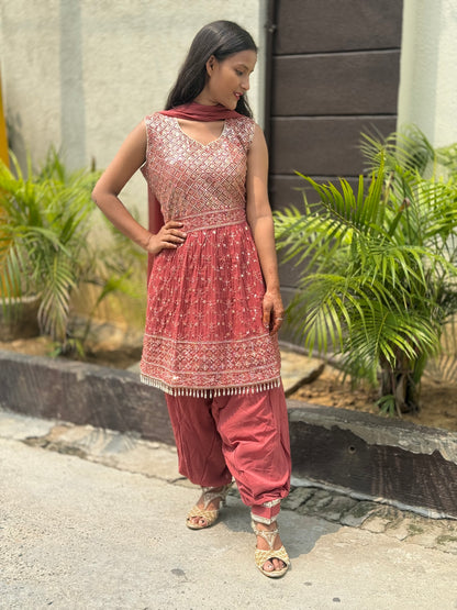 RUST PARTY WEAR DHOTI ARTICLE