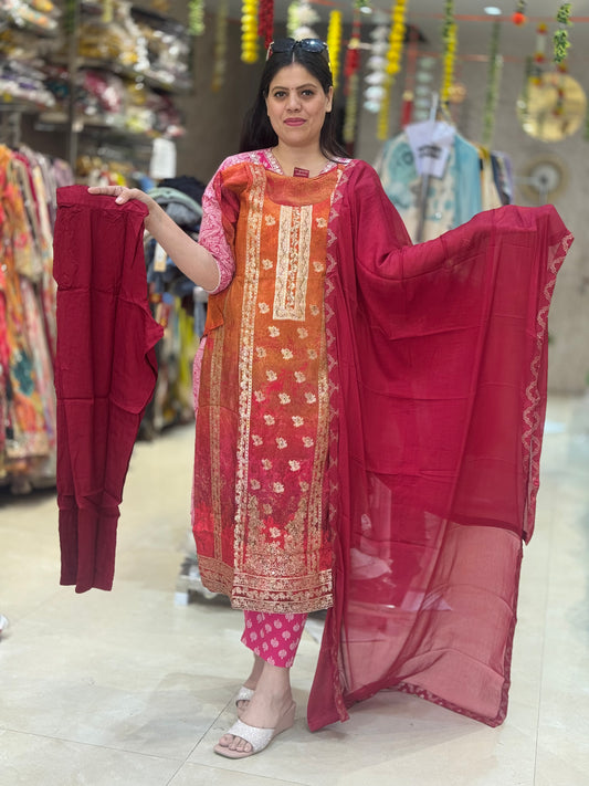 PURE CREPE WITH BANARSI TOUCH SUIT BY INDIPEHNAWA
