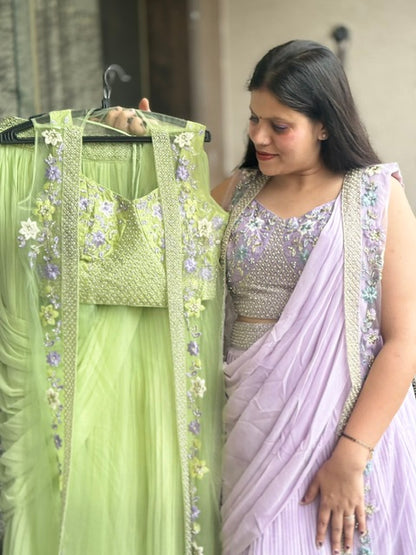 INDIPEHNAWA INDO-WESTREN 3 PIECE LEHNGA CUM SAREE