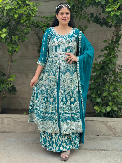 DESIGNER FRONT CUT ANARKALI 3 PIECE SUIT