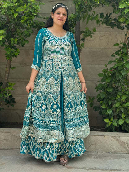 DESIGNER FRONT CUT ANARKALI 3 PIECE SUIT