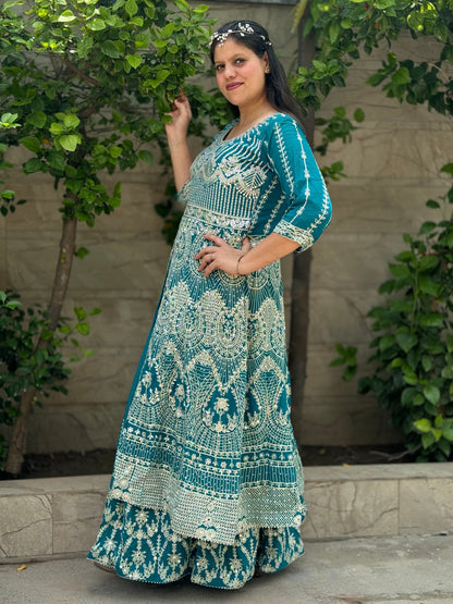 DESIGNER FRONT CUT ANARKALI 3 PIECE SUIT