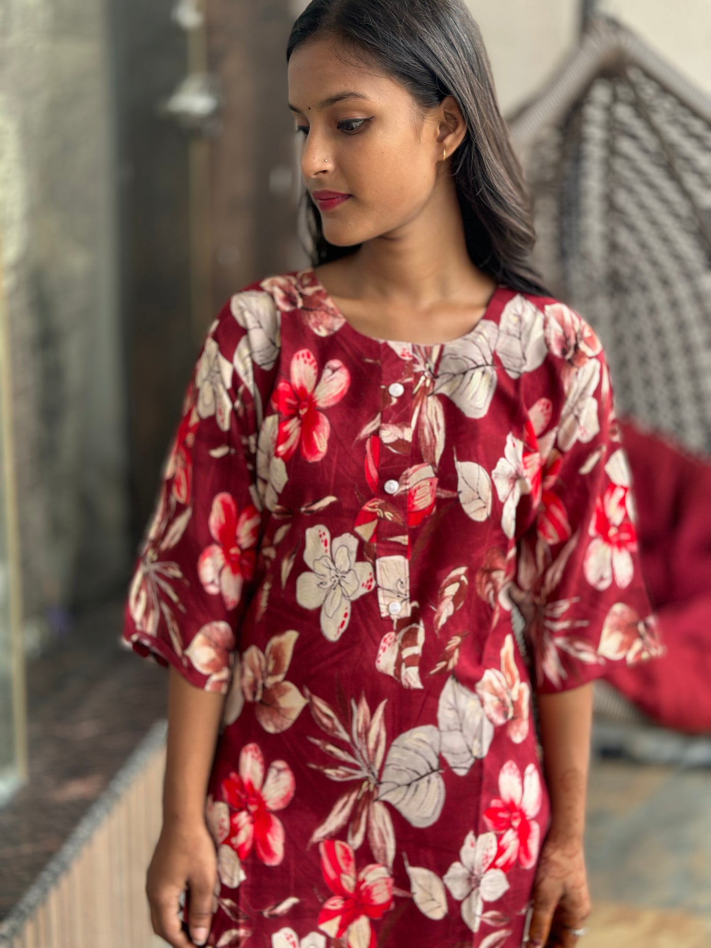 INDIPEHNAWA FLORAL PRINT STRAIGHT KURTA