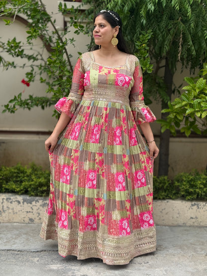 FLOURESCENT GREEN CHINON LEHNGA