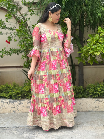 FLOURESCENT GREEN CHINON LEHNGA