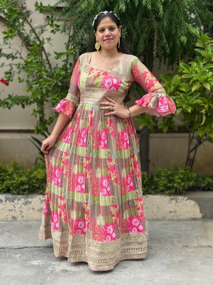 FLOURESCENT GREEN CHINON LEHNGA