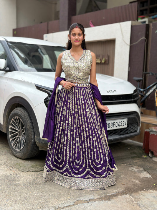 SILVER TOP WITH PURPLE LEHNGA BEAUTIFUL LEHENGA