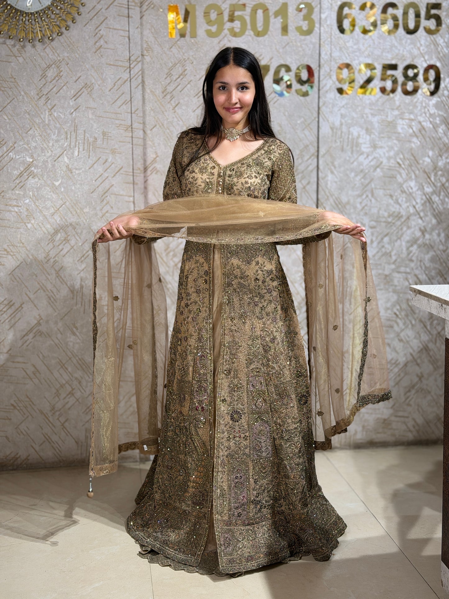Golden Glam Front Cut Lehenga