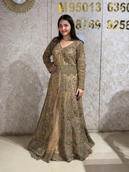 Golden Glam Front Cut Lehenga