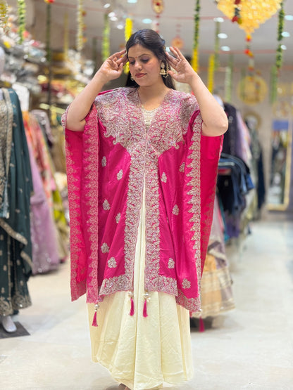 PREMIUM SILK DHOTI SKIRT WITH CAPE THREE PIECE