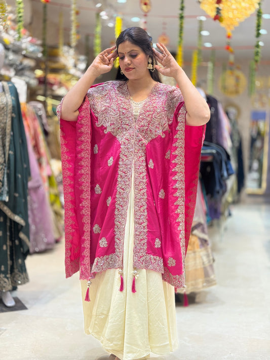 PREMIUM SILK DHOTI SKIRT WITH CAPE THREE PIECE