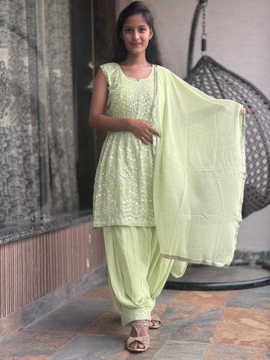 INDIPEHNAWA SILVER THREAD WORK PATHANI SALWAR SUIT