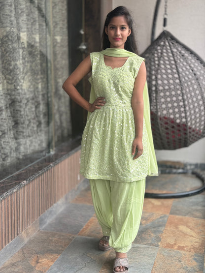 INDIPEHNAWA SILVER THREAD WORK PATHANI SALWAR SUIT