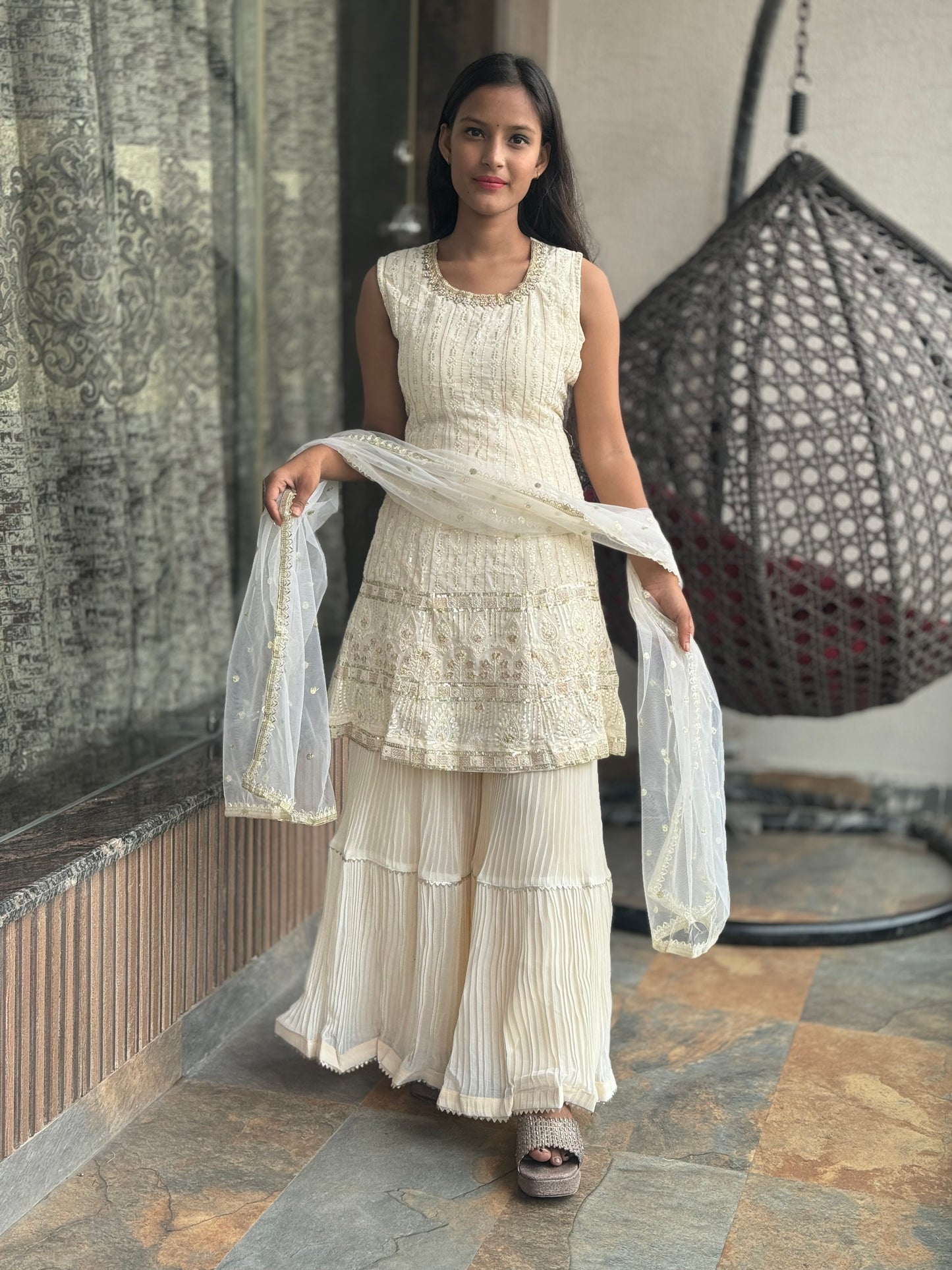 LUKHNAVI HEAVY PEPLUM SHARARA