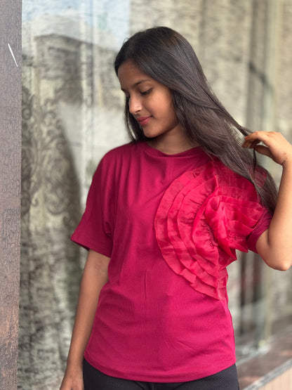 Stylish 3D Organza Flower Top – Elegant Women's Fashion | Arsh Wardrobe Collection