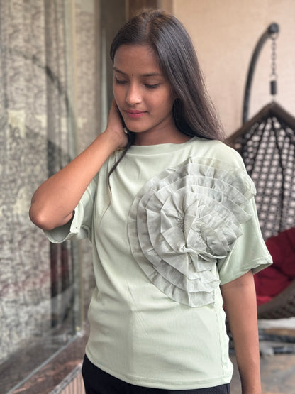 Stylish 3D Organza Flower Top – Elegant Women's Fashion | Arsh Wardrobe Collection